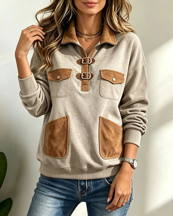 Sweatshirt Suède Patchwork Zak