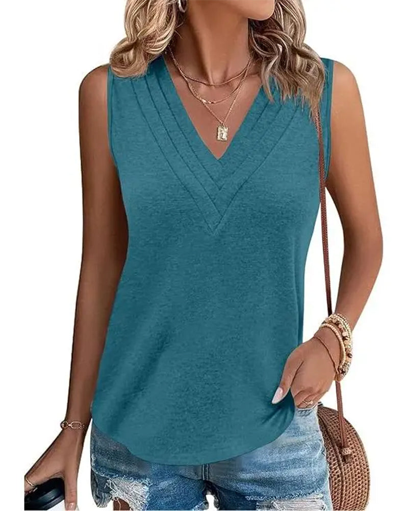 Tank Top Dubbele V-Hals Mouwloos Casual