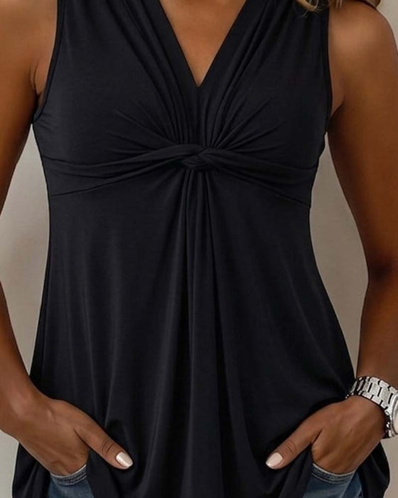Tank Top Twist Knoop V-Hals Mouwloos