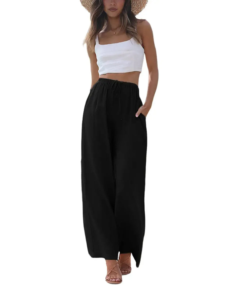 Broek Loose Fit Casual Trekkoord Wijd Pijp