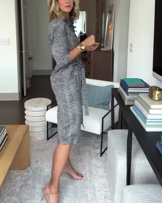 Jurk met reversknopen en print