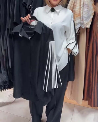 Shirt Contraste Lijn Lange Mouw