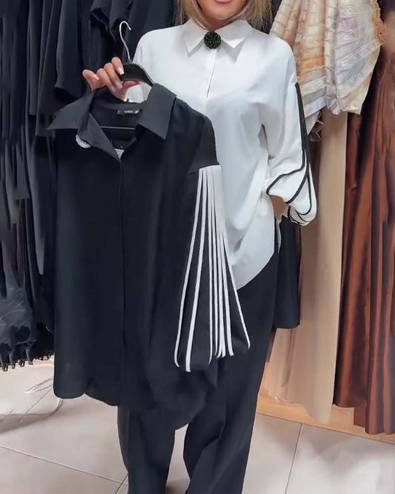 Shirt Contraste Lijn Lange Mouw