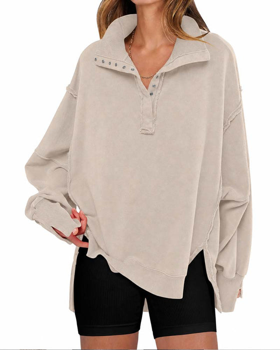 Sweatshirt Effen Kleur Lange Mouwen