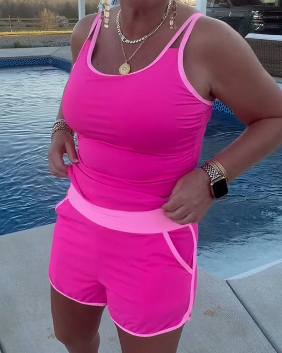 Tankini Met Contrast Kleur Bies En Afwerking