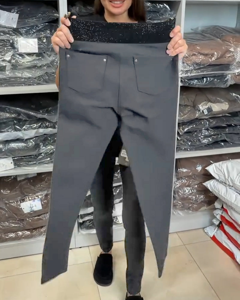 Stijlvolle Broek In Effen Kleur Met Stretch