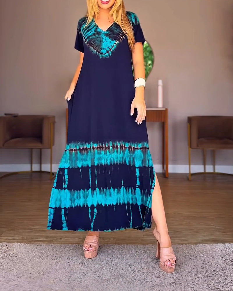 Jurk V-Hals Plaatsing Print