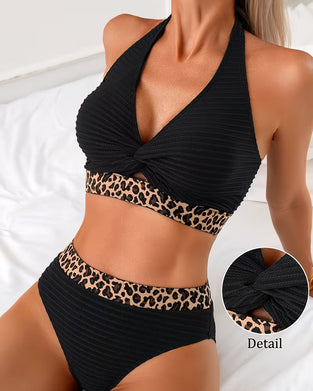 Bikini Geribbeld Luipaard Kleurblok