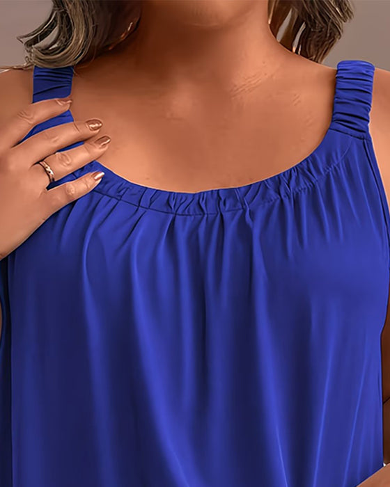 Tanktop Geplisseerd Ruche Effen