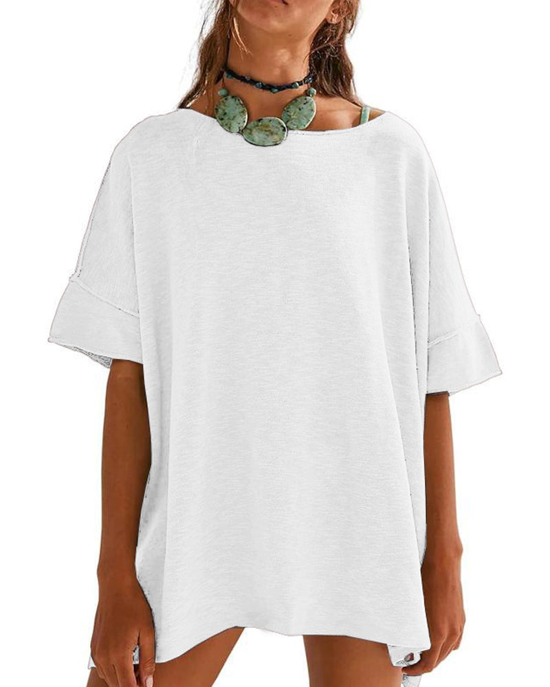 T-Shirt Effen Patchwork Halve Mouw