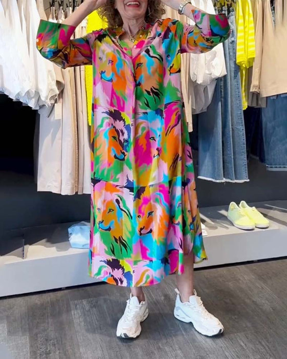 Jurk met kleurrijke print en zakken