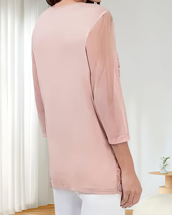 Bloes V-hals Kant Driekwart Mouw