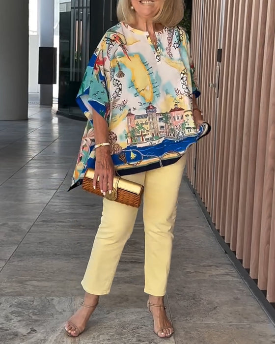 Blouse Vleermuismouw Print