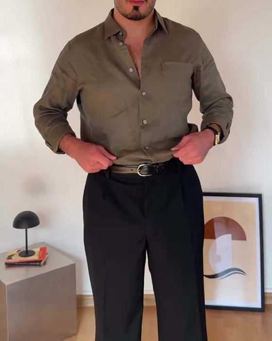 Overhemd Heren Met Kraag Zak