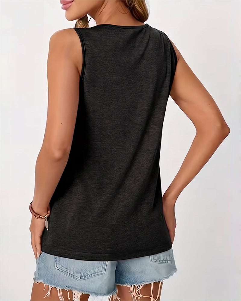 Tanktop Effen U-Hals Geplisseerd