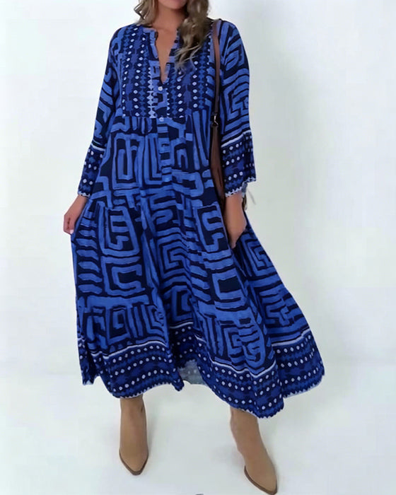 Jurk Etnische Geometrische Print