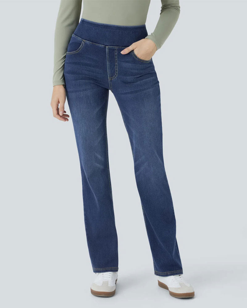 Broek Hoge Taille Denim Zak Flared
