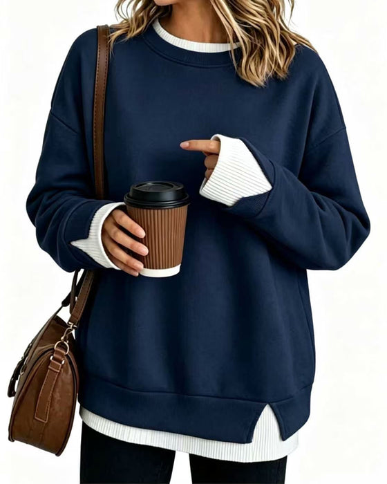 Sweatshirt Nep Gelaagd Los Lange Mouw