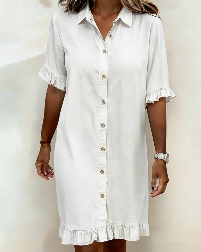 Jurk Denim Ruffle Overhemd