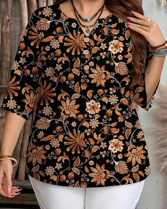 Top Alloverprint Casual Knoop