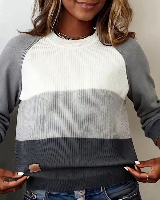 Top Stijlvol Ronde Hals Contrastkleur