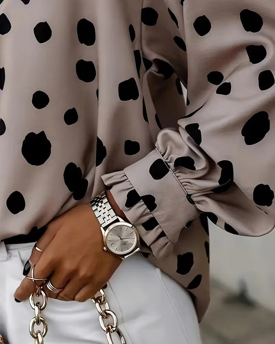 Blouse V-Hals Stip Pofmouw