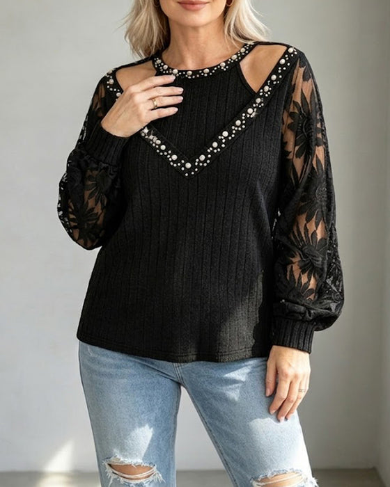 T-Shirt Parelgat Kant Geribbeld