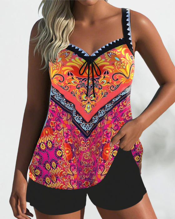Badpak vakantie print tanktop tweedelig