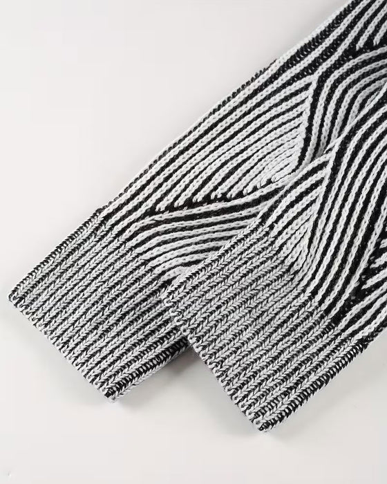 Pullover Geometrisch Gestreept V-Hals Lange Mouw