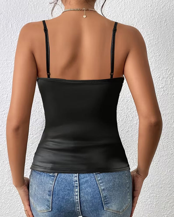 Cami Top Kruisband Imitatieleer