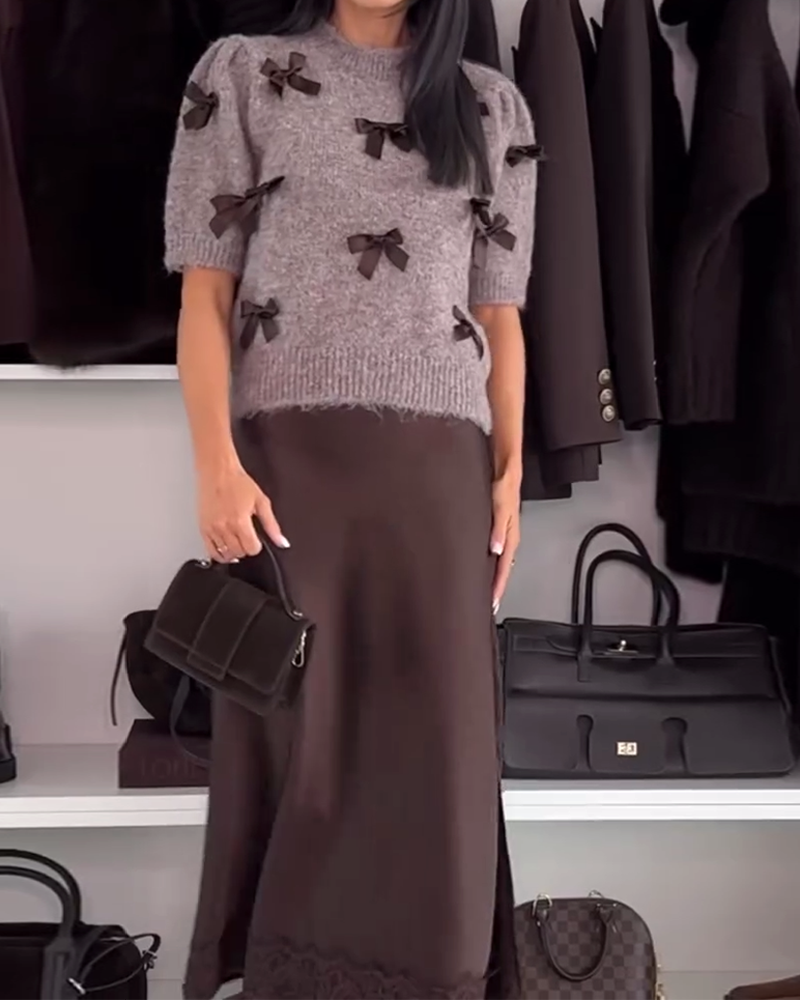 Trui Met Strikdecoratie En Ronde Hals