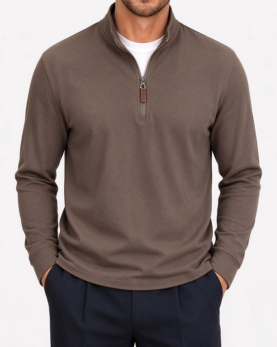 Heren Sweatshirt Half-Zip Staande Kraag Lange Mouw