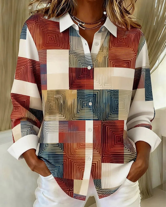 Overhemd Met Reverskraag En Ruitjespatroon, Knoopsluiting