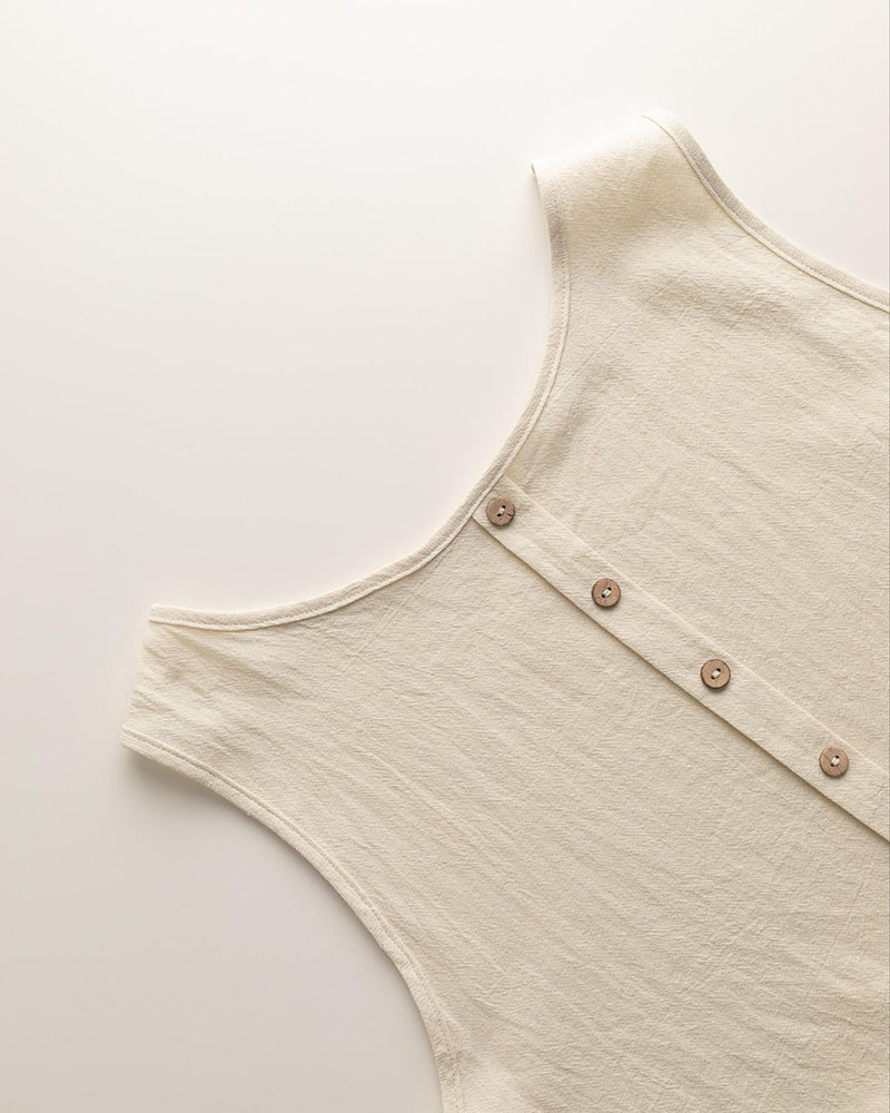 Set Mouwloos Ronde Hals Ruffle Breed Been