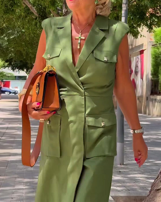 Casual jurk effen kleur slank knielengte