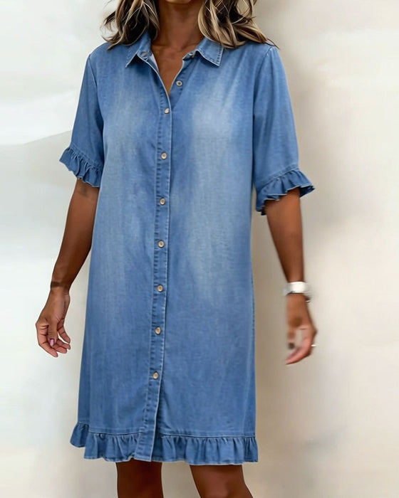 Denimblousejurk Met Ruches