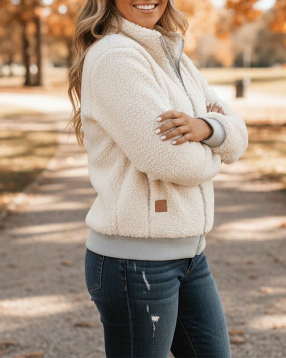 Jas Staande Kraag Fleece Rits