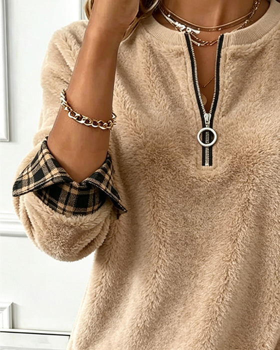 Sweatshirt Kleurblok Ronde Hals