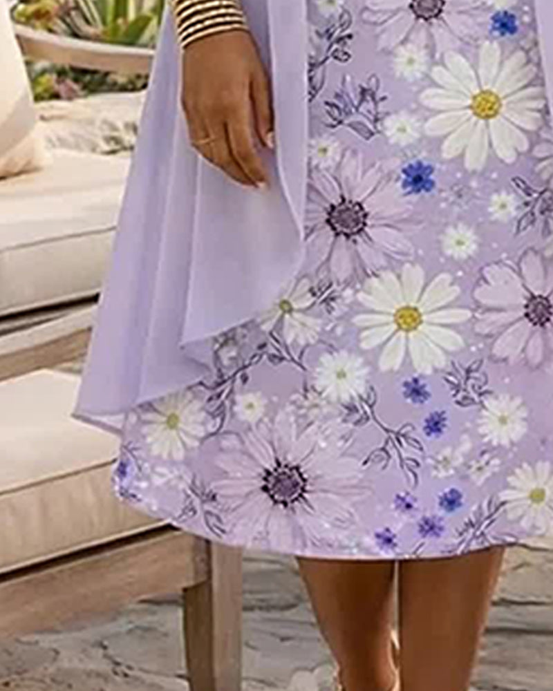 Set Bloemen Mouwloze Jurk Omslagshirt