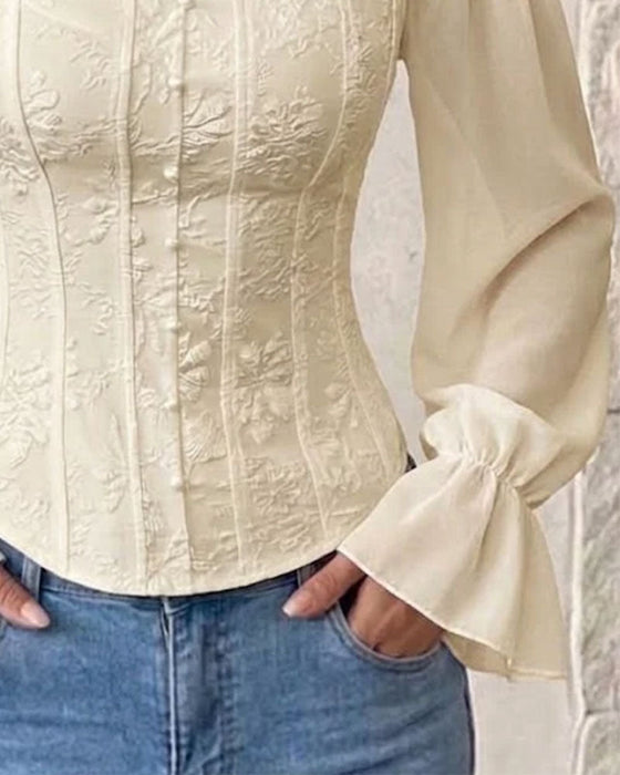 Blouse Off-Shoulder Lange Mouw Taille