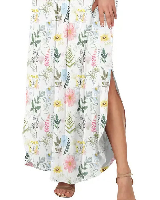 Jurk Elegant Inktwasbehandeling Bloemen Maxi