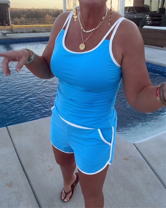 Tankini Met Contrast Kleur Bies En Afwerking