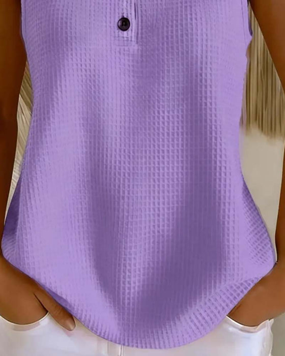 Tank Top Rondhals Mouwloos Wafel Knoop