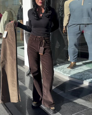 Broek Corduroy Casual Wijde Pijp