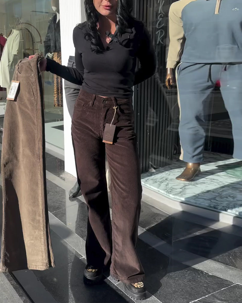 Broek Corduroy Casual Wijde Pijp
