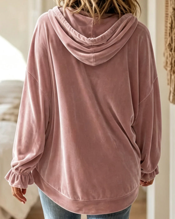 Hoodie Effen Kleur Lange Mouwen