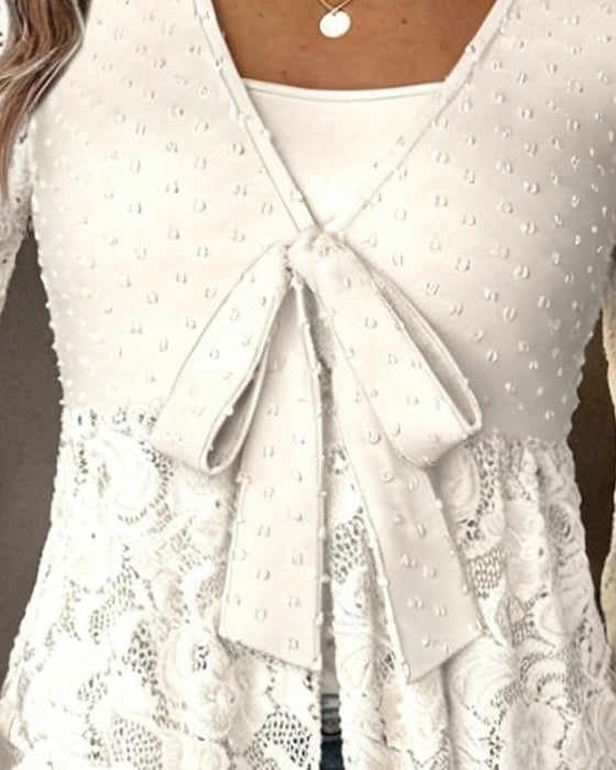 Effen Blouse Met Klokmouwen En V-Hals