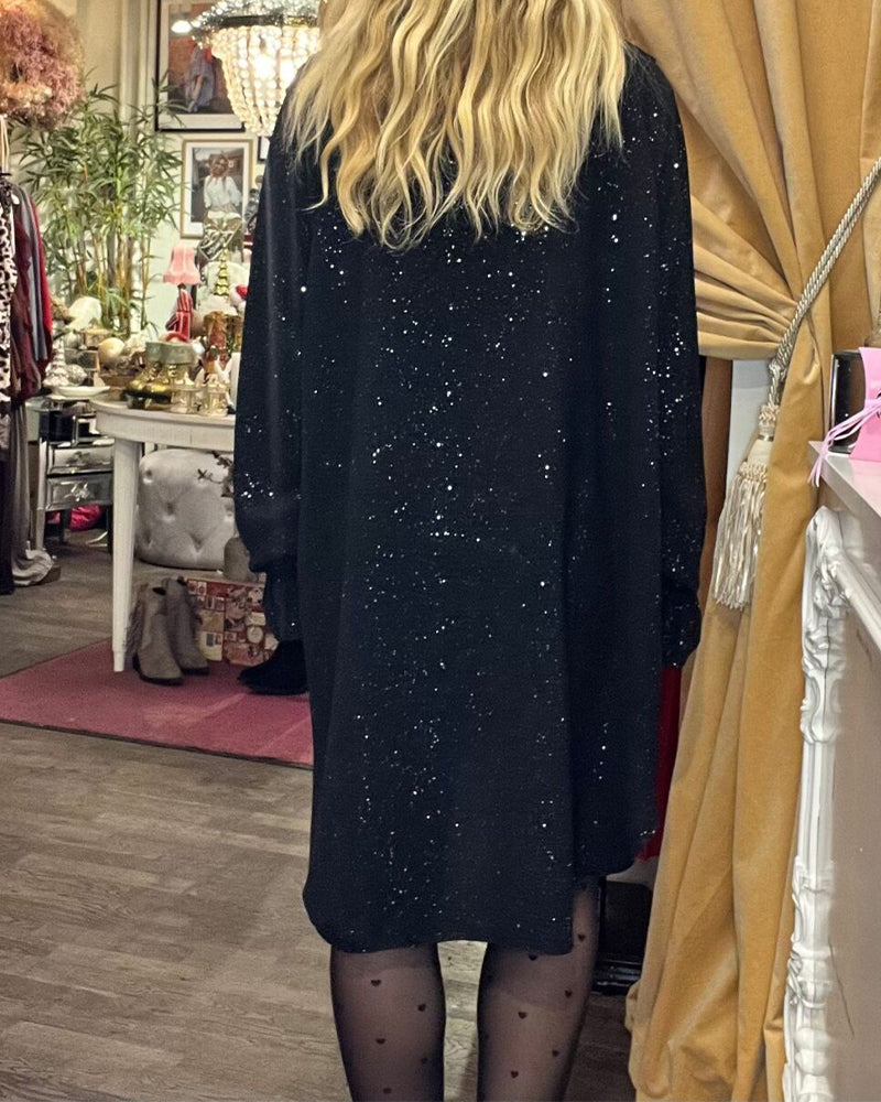 Jurk Wijdvallend Ruisie Afwerking Ge-Sequinned