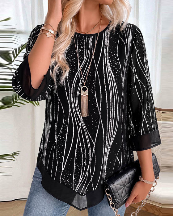 Blouse Mode Print Ronde Hals Relaxed