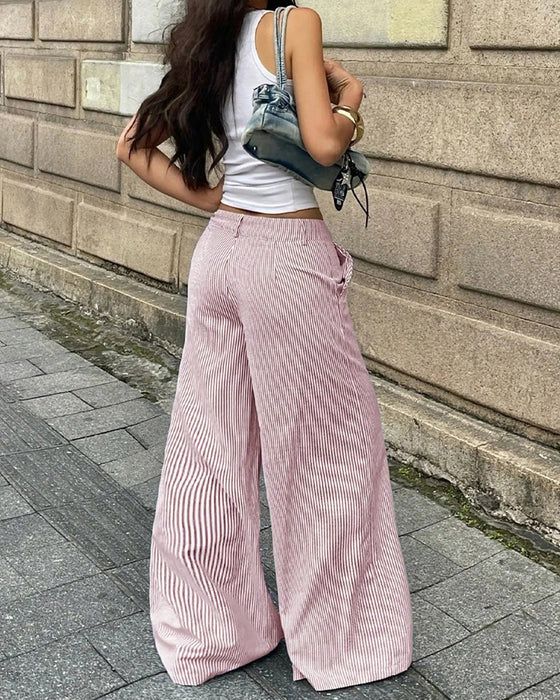Broek Casual Gestreept Wijde Pijp